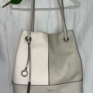 Calvin Klein Women's Shoulder Bag - Gray and White